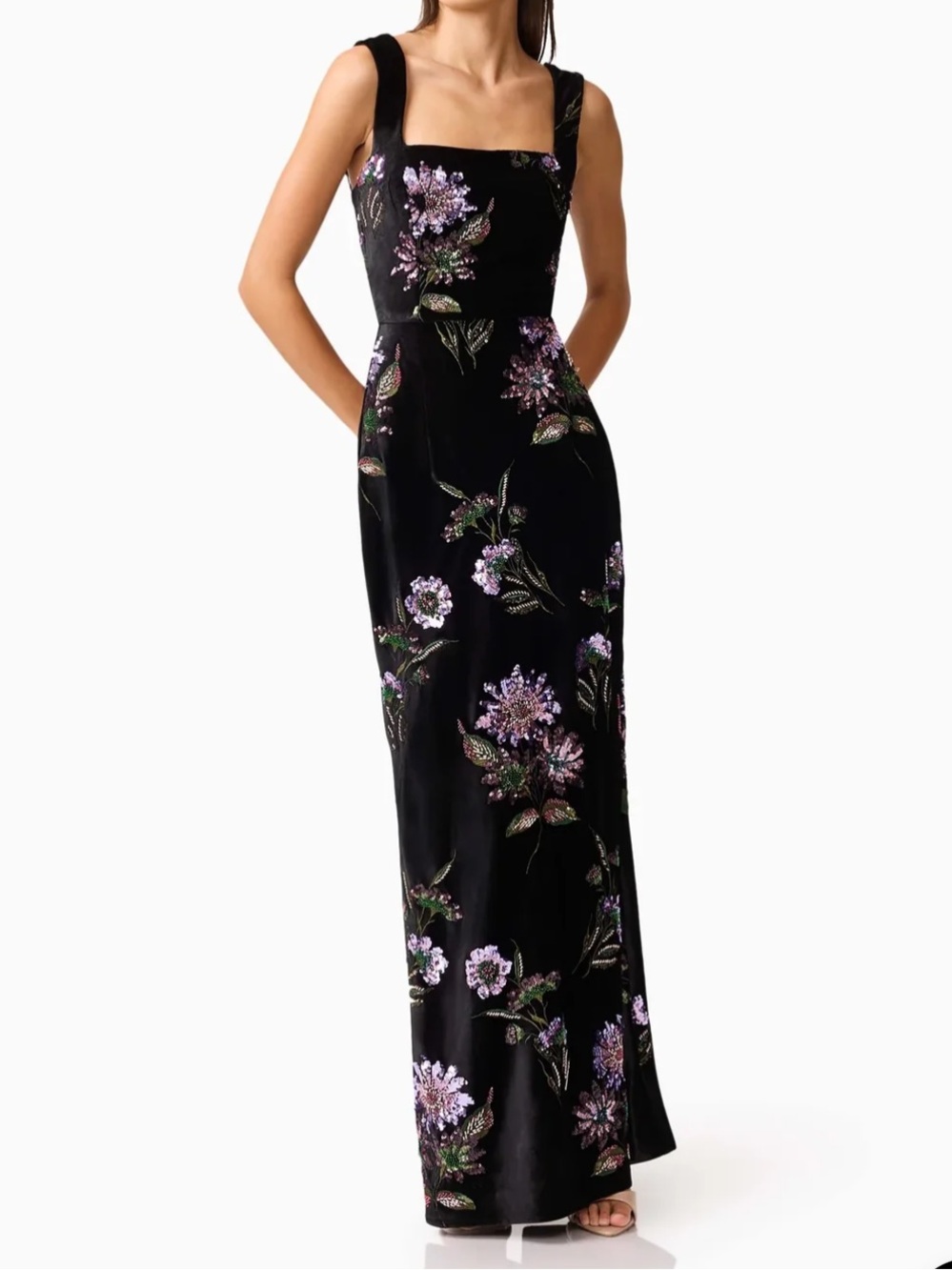 NWT ELLIATT Clio Embellished Velvet Sheath Gown